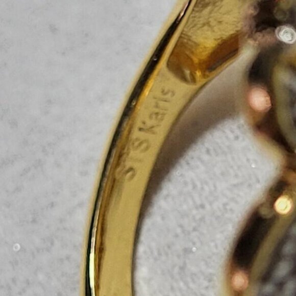 Karis, New, Diamond Accent Floral, Ring in 18k Yellow Gold Plated, Size 10 - Picture 5 of 5